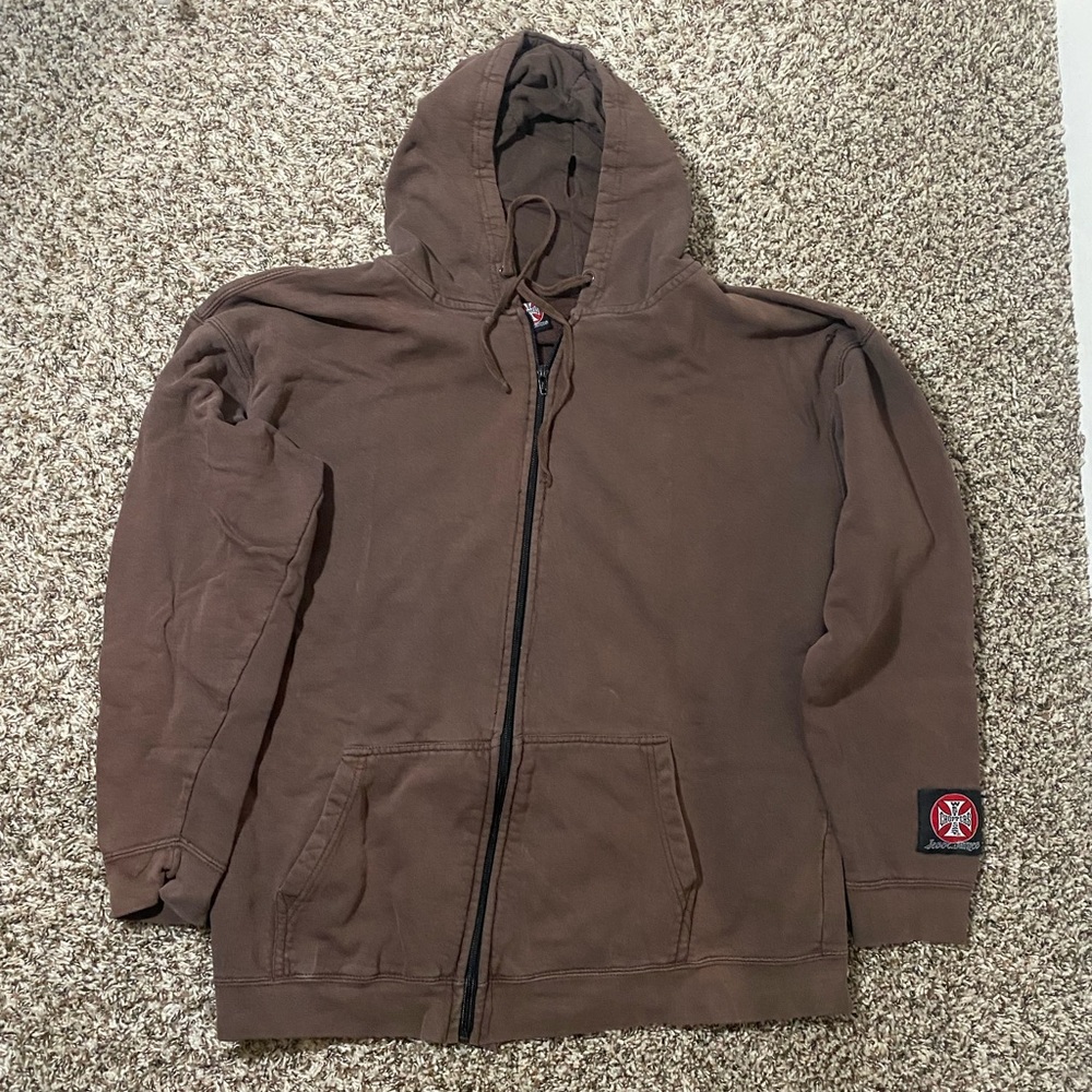 West Coast Choppers Zip Up Hoodie. Large Brown Zip Up Hoodie